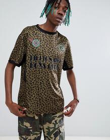 Коричневая футболка с леопардовым принтом Billionaire Boys Club 1280440