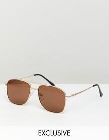 Солнцезащитные очки-авиаторы в золотистой оправе Reclaimed Vintage Ins 1231771