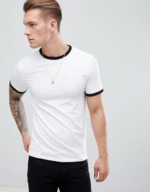 Белая облегающая футболка с окантовкой River Island - Белый 1320041