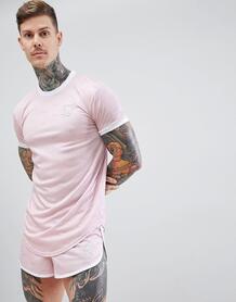 Розовая футболка с асимметричным краем SikSilk - Розовый 1302006