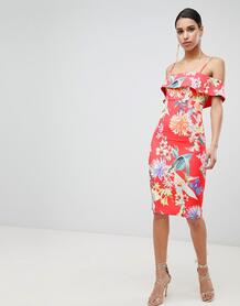 Облегающее платье с широким вырезом и цветочным принтом Lipsy - Мульти 1280897