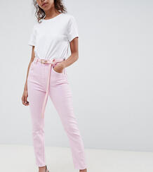 Розовые выбеленные джинсы в винтажном стиле с завышенной талией и ремн Asos Petite 1275294