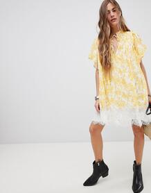 Платье-туника с принтом Free People Marigold - Белый 1269806