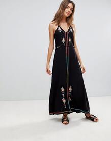 Пляжное платье макси с вышивкой Surf Gypsy - Черный 1250174