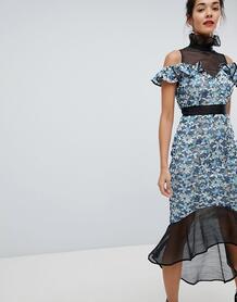 Кружевное платье миди Elliatt - Синий 1272661