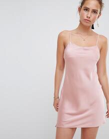 Атласное платье-комбинация светло-розового цвета Miss Selfridge 1325980