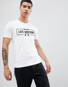 Белая футболка с логотипом на груди Love Moschino - Белый 1299308