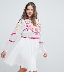 Платье мини с кружевом и вышивкой Frock And Frill Plus - Белый 1264668