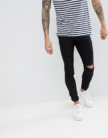 Черные супероблегающие джинсы с рваными коленями Pull&Bear - Черный 1233138