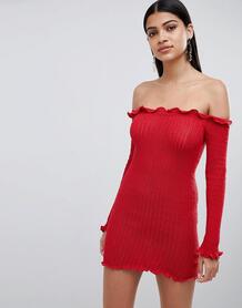 Красное облегающее платье мини с оборками Lasula - Красный 1302052