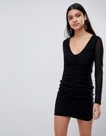 Черное облегающее платье со сборками Lasula - Мульти 1302200