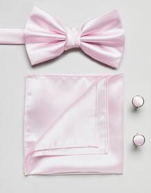 Набор из галстука и платка для нагрудного кармана розового цвета Burto Burton Menswear 1285411