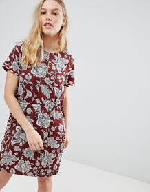 Платье с цветочным принтом и эластичным поясом Maison Scotch - Красный 1281330