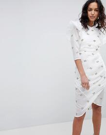 Структурированное платье с вышивкой Elliatt - Белый 1272657