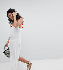 Белое пляжное платье макси с помпонами Akasa - Белый 1247039