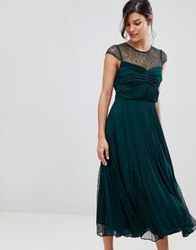 Плиссированное платье с кружевной вставкой Coast Cleo - Зеленый 1312629