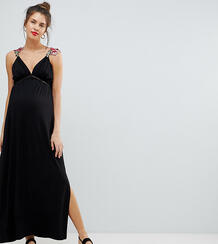 Платье макси с аппликацией ASOS DESIGN Maternity - Черный Asos Maternity 1297712