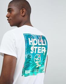 Белая футболка узкого кроя с логотипом и меняющей цвет отделкой Hollis Hollister 1299057