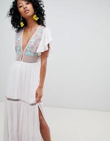 Платье макси с вышивкой на лифе Cleobella - Фиолетовый 1280001