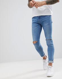 Синие супероблегающие джинсы Pull&Bear - Синий 1233141
