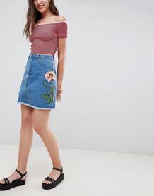 Джинсовая юбка с цветочной вышивкой Influence - Синий 1258283