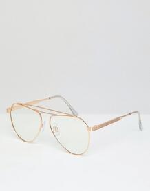 Золотистые очки-авиаторы с прозрачными стеклами Jeepers Peepers 1282474