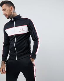 Черная облегающая спортивная куртка с полосками по бокам The Couture C The Couture Club 1280037