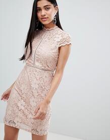Кружевное платье с короткими рукавами QED London - Розовый 1268074