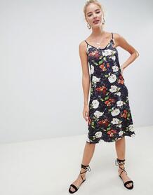 Платье миди на пуговицах с цветочным принтом в стиле гранж ASOS DESIGN 1286327