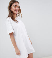 Платье-футболка с отворотами на рукавах ASOS DESIGN Petite - Белый Asos Petite 1274513