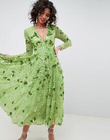 Платье миди с V-образным вырезом и декоративной отделкой ASOS EDITION 1249154