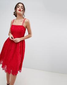 Кружевное короткое приталенное платье New Look - Красный 1306237