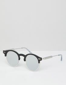 Круглые солнцезащитные очки в черной оправе с зеркальными стеклами Spi Spitfire 1312792