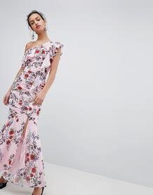 Платье макси на одно плечо с цветочным принтом Keepsake - Розовый 1279899