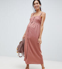Льняное платье макси на пуговицах ASOS DESIGN Maternity - Розовый Asos Maternity 1264269