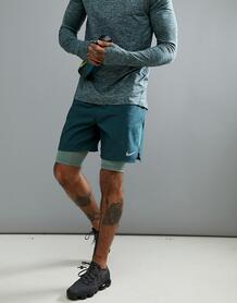 Зеленые шорты 2-в-1 Nike Running Flex Distance длиной 7 дюймов 892905- 1206639