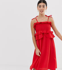 Свободное платье с оборками Lost Ink Petite - Красный 1270126