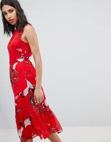 Платье миди с принтом птиц Sofie Schnoor - Красный 1297157