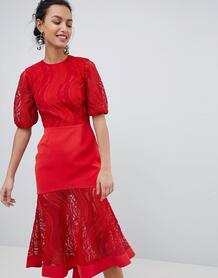 Кружевное платье миди рубинового красного цвета Keepsake - Красный 1279900