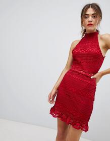 Кружевное платье с высоким воротом Parisian - Красный 1257267