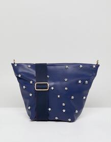 Темно-синяя сумка через плечо с заклепками в форме звезд London Rebel 1234805