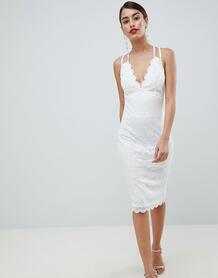 Кружевное платье миди с фигурными краями City Goddess - Белый 1279849