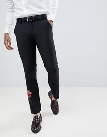 Расклешенные брюки скинни с цветочной вышивкой Devils Advocate 1247852