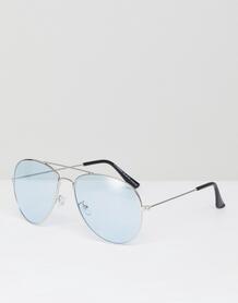 Солнцезащитные очки-авиаторы с синими стеклами 7x - Серебряный 1220571
