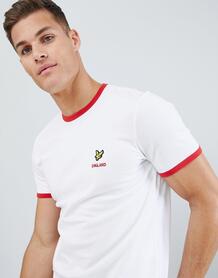 Белая футболка с контрастной отделкой под британский флаг Lyle & Scott 1299875