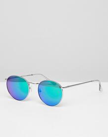 Синие круглые солнцезащитные очки с зеркальными стеклами Glamorous 1253717