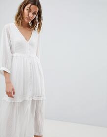 Платье миди на пуговицах с принтом AllSaints - Белый 1250950