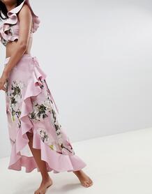 Пляжная юбка с цветочным принтом и оборками Ted Baker - Розовый Ted Baker 1292061