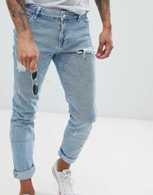 Синие джинсы скинни со вставками ASOS DESIGN - Синий 1284013