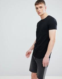 Черная длинная обтягивающая футболка с асимметричным краем Esprit EDC by Esprit 1281238